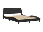 Bed frame with LED lights, black, 140x200 cm, faux leather