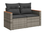9-piece garden furniture set with grey resin wicker cushions