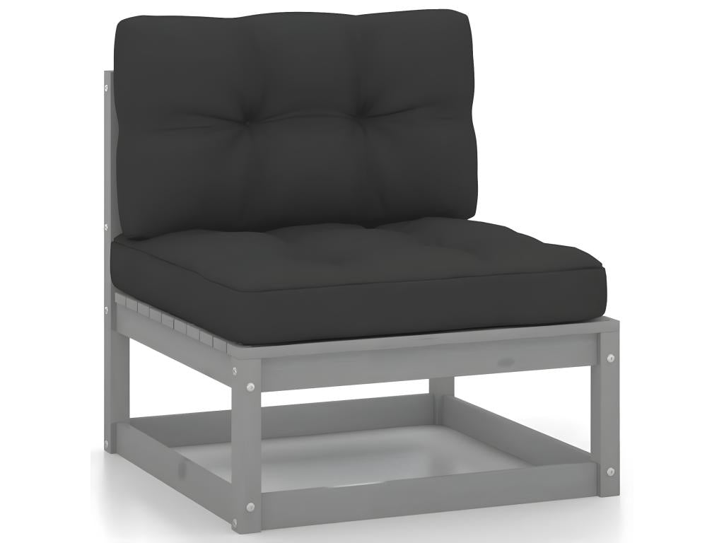 8-piece garden furniture set with cushions, grey, solid pine wood, 38791BWZW