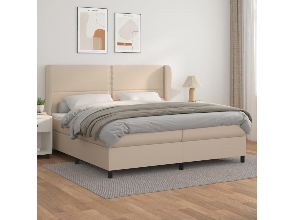 Upholstered bed base with Cappuccino mattress 200x200 cm