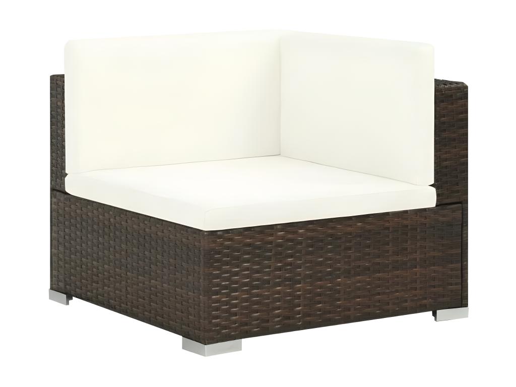 Homelumiere 6-piece garden furniture set in brown woven resin with white cushions