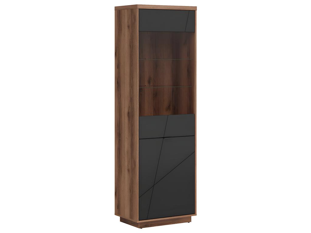 Homelumiere 2-Door Display Cabinet, Black and Wood