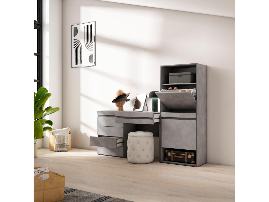 Shoe Cabinet 187x35x145 cm Bedroom Room Chest of Drawers Sideboard Dressing Table Cement 90130XLJR