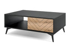 Coffee table - 104x68 cm - black/oak Homelumiere chevron pattern - Homelumiere