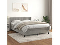 Upholstered bed base and mattress, light grey, 140x200cm, velvet