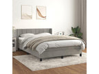Upholstered bed base and mattress, light grey, 140x200cm, velvet