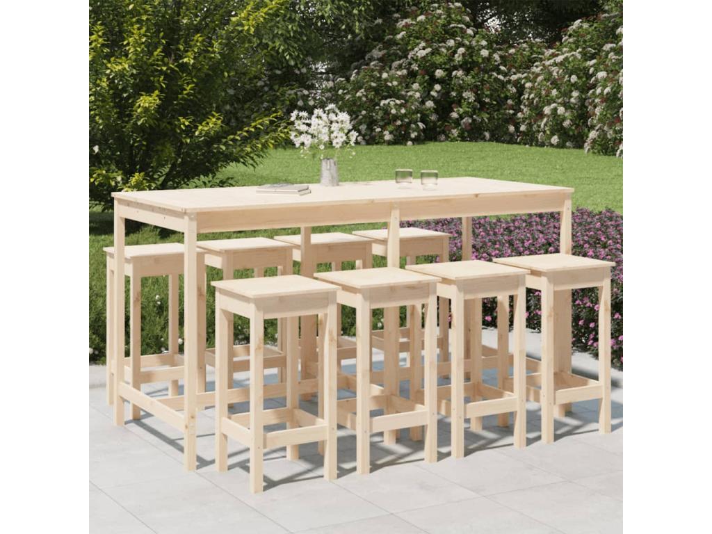 9-Piece Garden Bar Set, Solid Pine Wood 09501HMNL