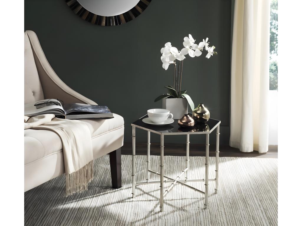 Silver and black side table 50x43x43.18 cm - Artanzy 22724VVEZ