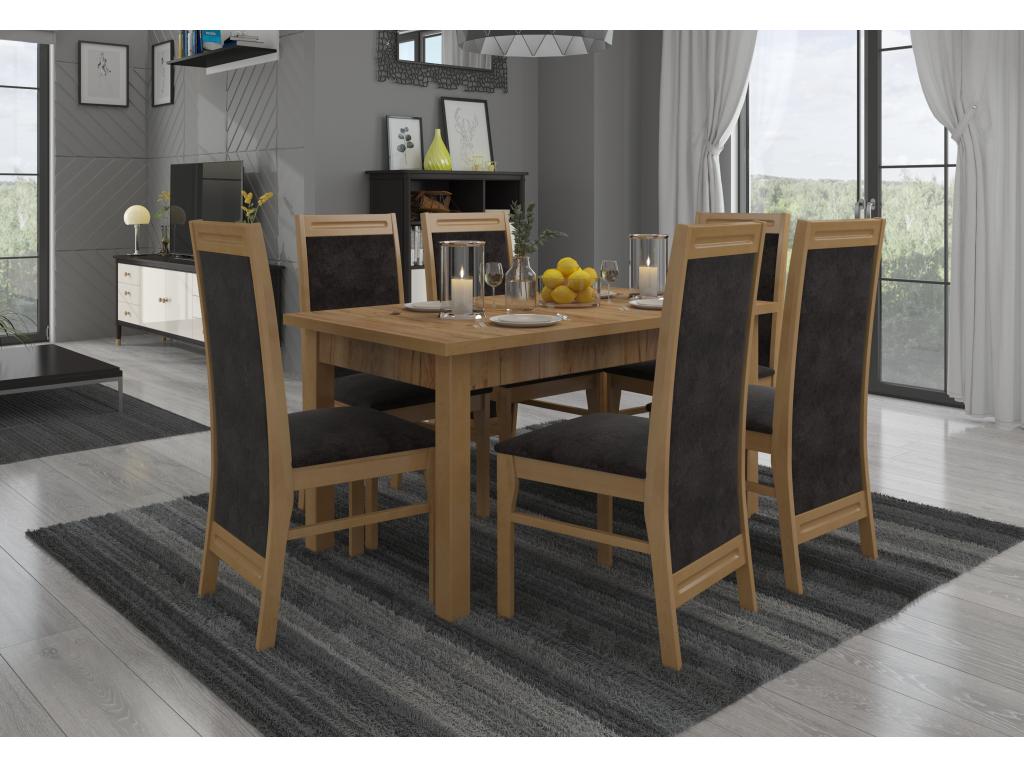 Chair in natural beech wood and Homelumiere-Tissu fabric 27115