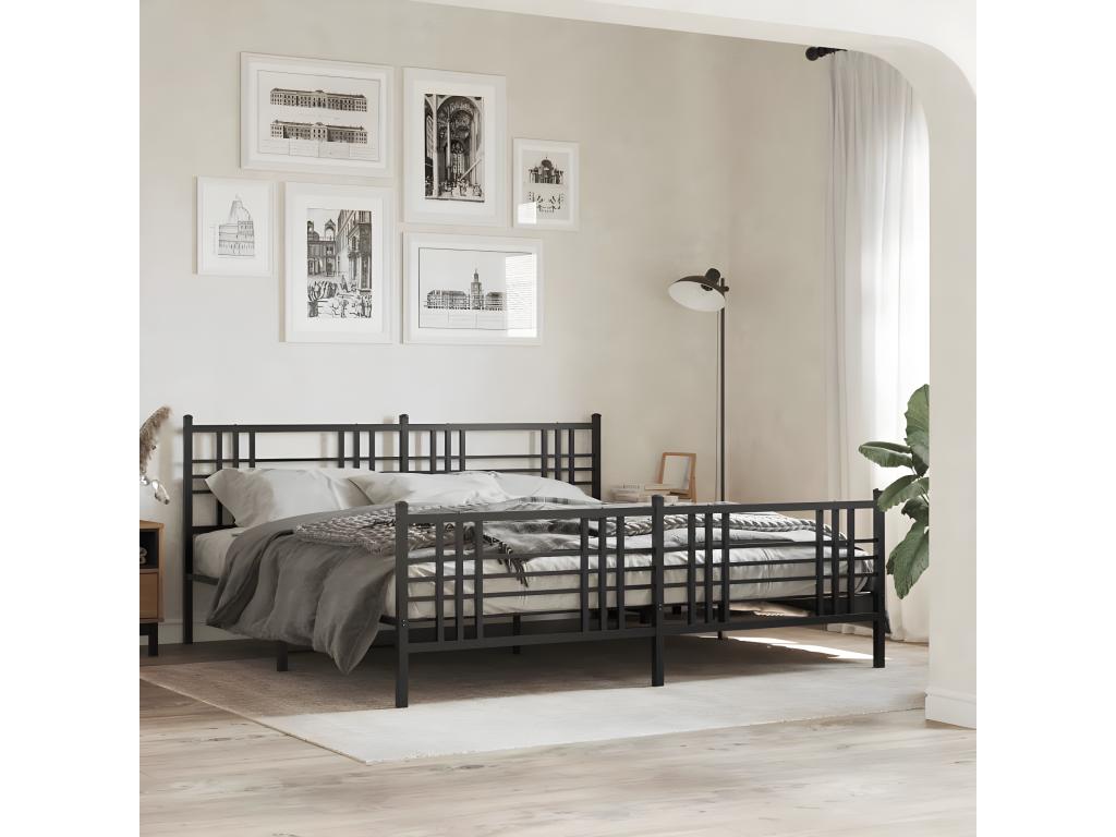 Metal bed frame without mattress with black bed legs 200x200cm 69603UBDB