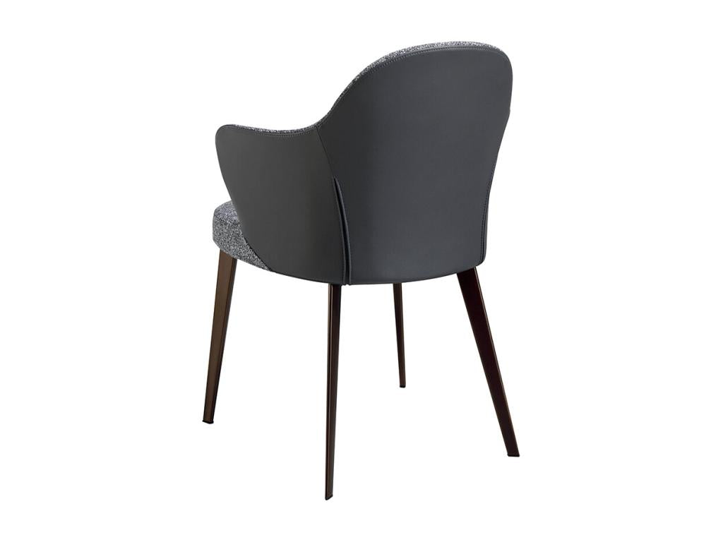 Homelumiere fabric and eco-leather chair in grey with steel legs - Set of 2 - Colour Homelumiere 53