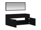 Bathroom cabinet with black engineered wood mirror