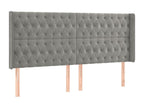 Headboard with wings, light grey, 203x16x118/128 cm, velvet, 88969TTAM