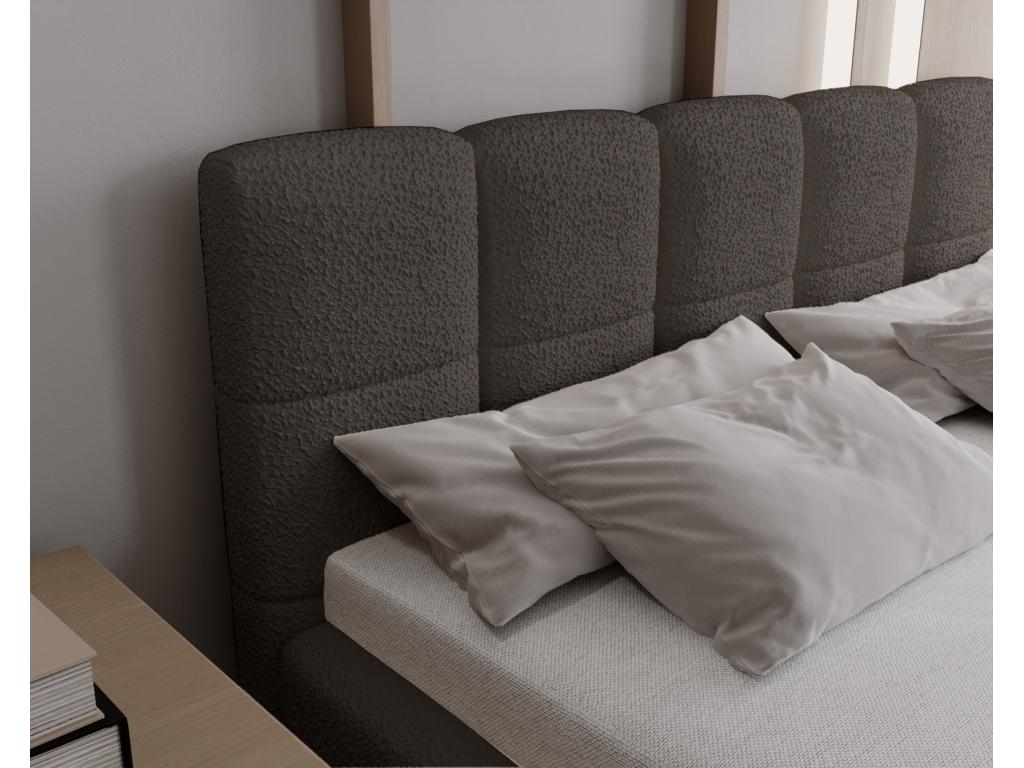 Homelumiere Double Bed 180x200 Homelumiere - Bed with legs, slatted base, Homelumiere Headboard with storage - 180x200 bed Homelumiere Dark Grey Anthology 18