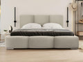 Homelumiere 383 Double Bed, Light Brown, 160x200cm, Upholstered, with Homelumiere Slatted Base 180x222x112cm