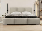 Homelumiere 383 Double Bed, Light Brown, 160x200cm, Upholstered, with Homelumiere Slatted Base 180x222x112cm