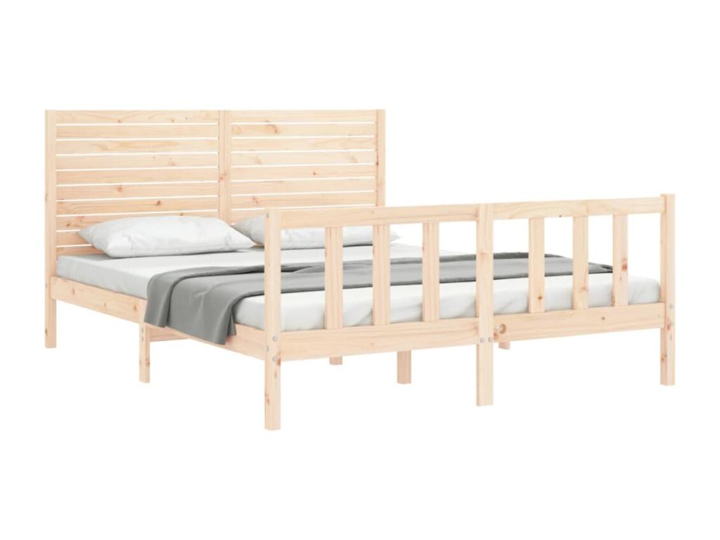 Bed frame with headboard, 160x200 cm, solid wood
