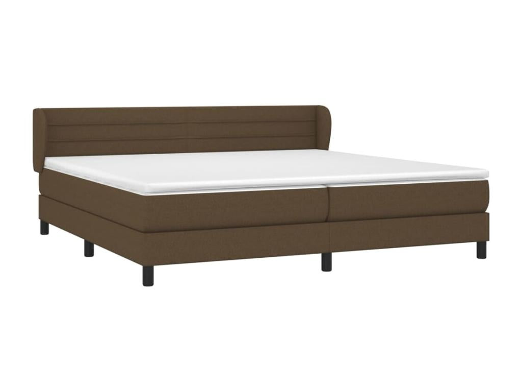 Upholstered bed base with mattress, dark brown, 200x200 cm