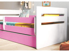 Children's bed with removable safety rail, white and pink, Delimoa - Foam mattress - 80x140 cm 63111SKVT