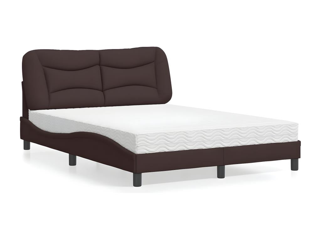 Bed with dark brown mattress 120x200 cm fabric