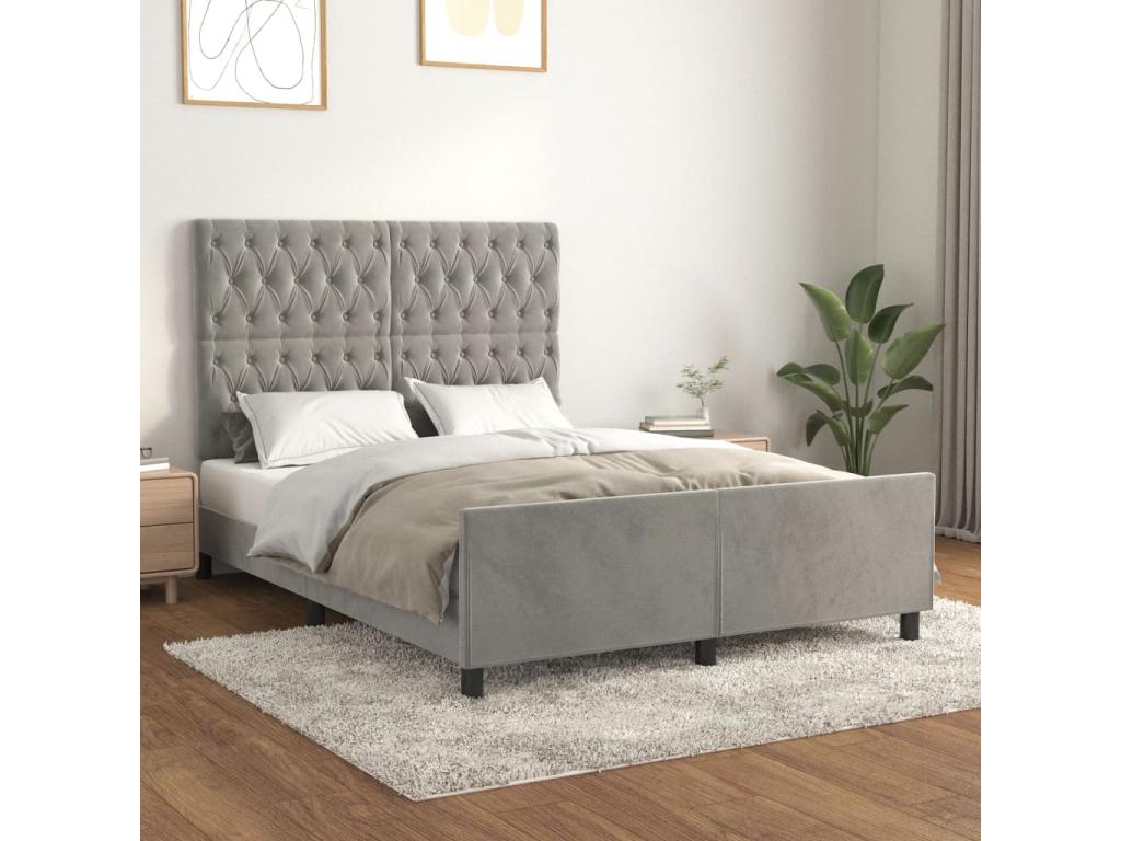 Bed frame with headboard, light grey, 140x200 cm