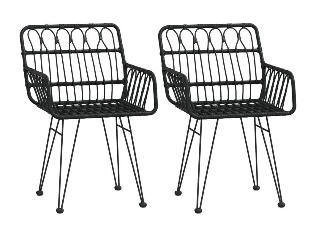 3-piece garden dining set, black woven resin