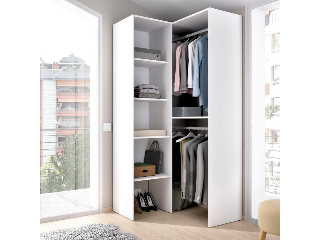 Homelumiere Corner Wardrobe Structure, Open Corner Hanger, 79x88x186 cm, White