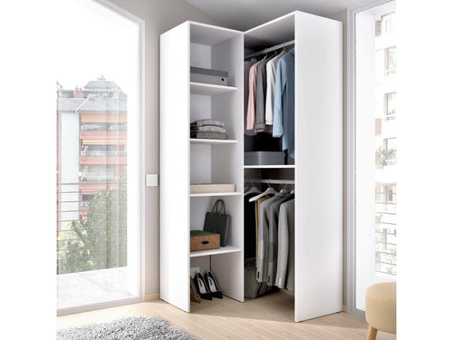 Homelumiere Corner Wardrobe Structure, Open Corner Hanger, 79x88x186 cm, White