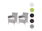 2x Homelumiere polyrattan garden armchairs - grey with cream-colored cushions