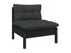7-piece garden furniture set with cushions, black, solid pine wood, 3