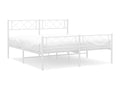 Metal bed frame without mattress and white bed legs, 150x200 cm