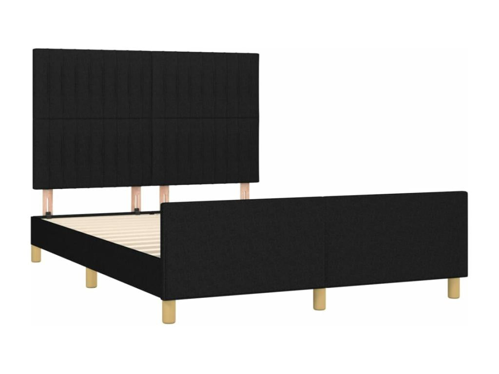 Bed frame with headboard, black, 140x200 cm, fabric, 09287LXUB