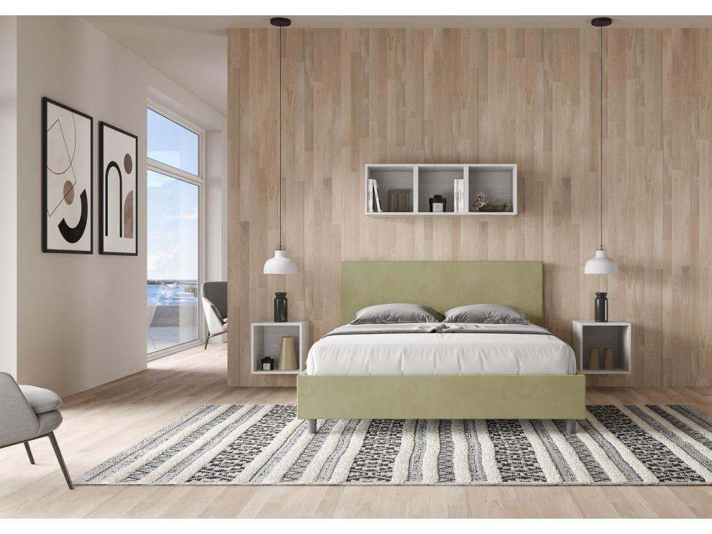 Upholstered bed without a mattress base, 160x210 cm, green microfiber, Homelumiere