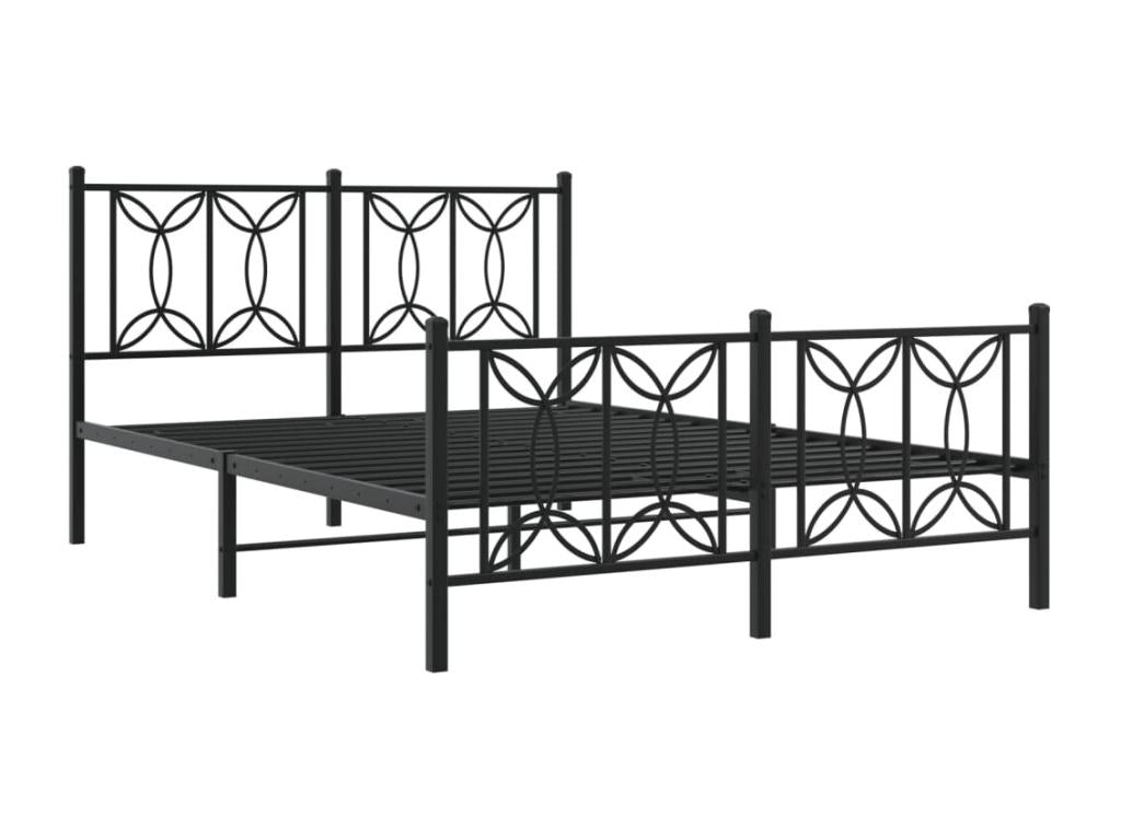 Metal bed frame without mattress, with black bed legs, 140x200cm