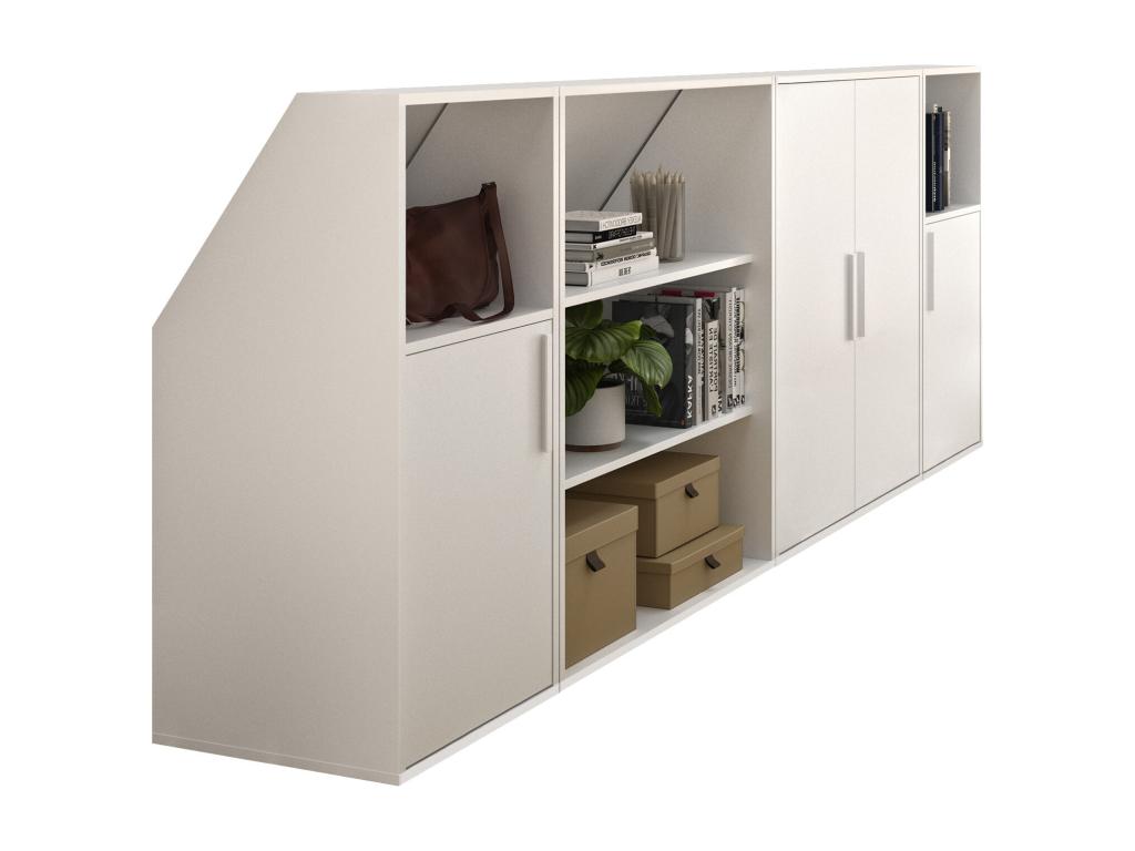 Cabinet for sloping ceiling with 4 doors, 2 shelves and 2 niches - White - Delimoa 88824VXPE
