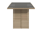 Garden table with beige glass top, 190x80x74 cm