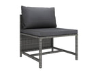 5-piece garden furniture set with cushions, grey woven resin