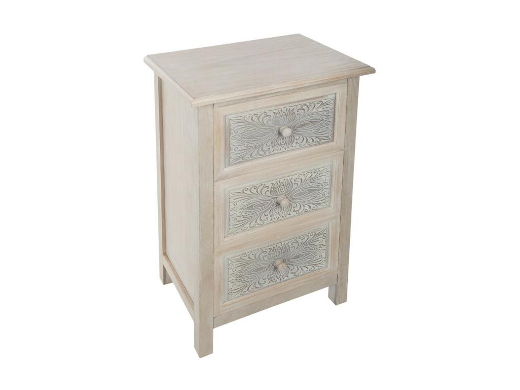 Vintage 3-Drawer Chest of Drawers Homelumiere 80cm White