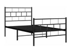 Black metal bed frame with headboard and footboard, 75x190 cm