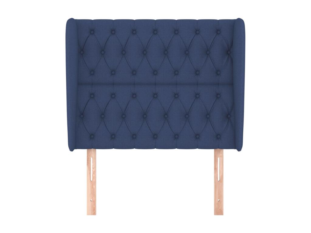 Headboard with wings, blue, 103x23x118/128 cm, fabric