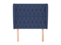 Headboard with wings, blue, 103x23x118/128 cm, fabric