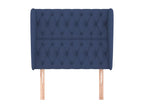 Headboard with wings, blue, 103x23x118/128 cm, fabric