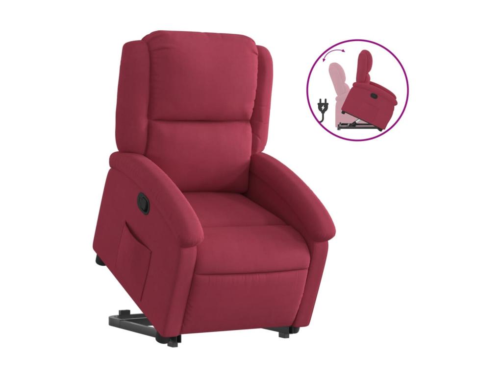 Reclining armchair, burgundy red velvet