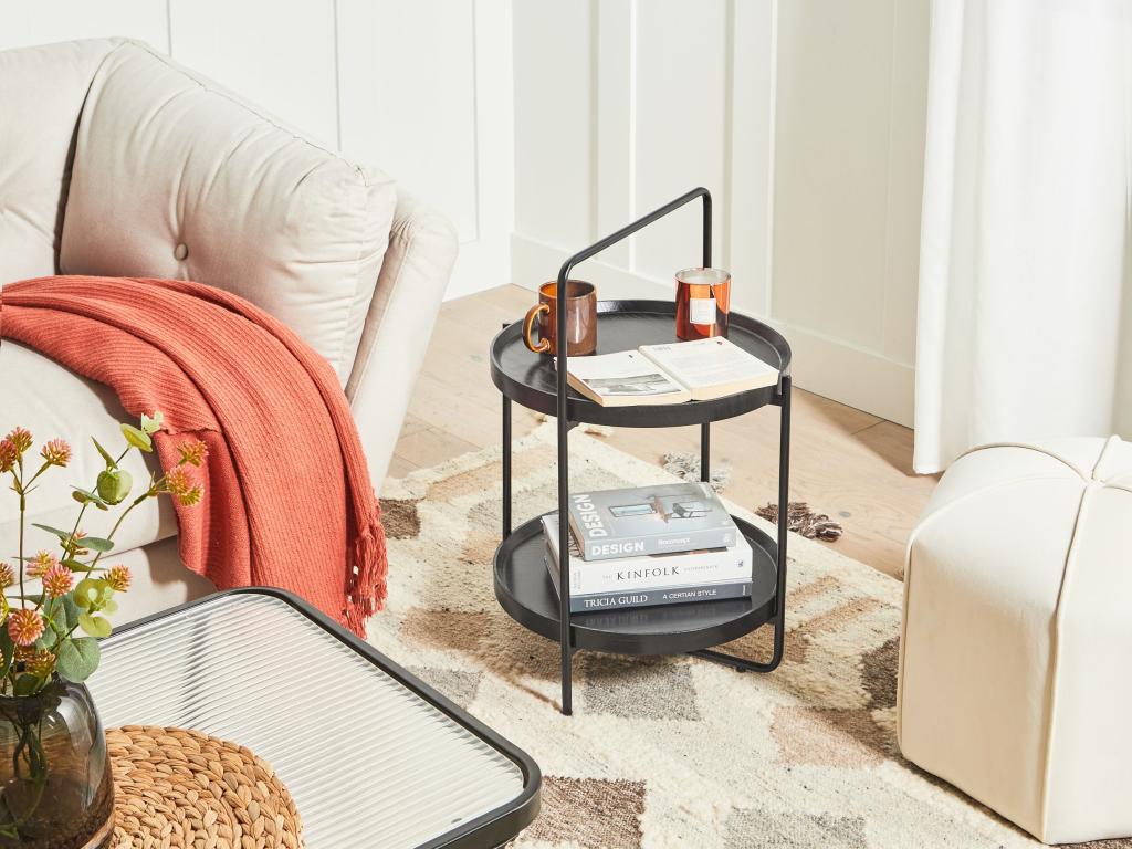 Homelumiere Engineered Wood Side Table, Black