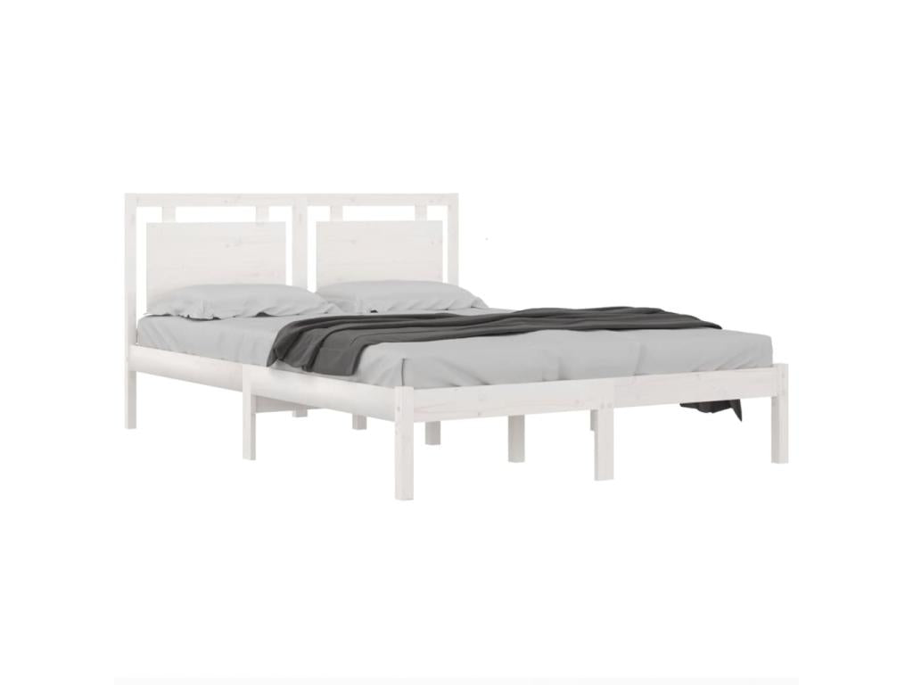 White Solid Wood Bed Frame 135x190 cm Double 00898DSVA