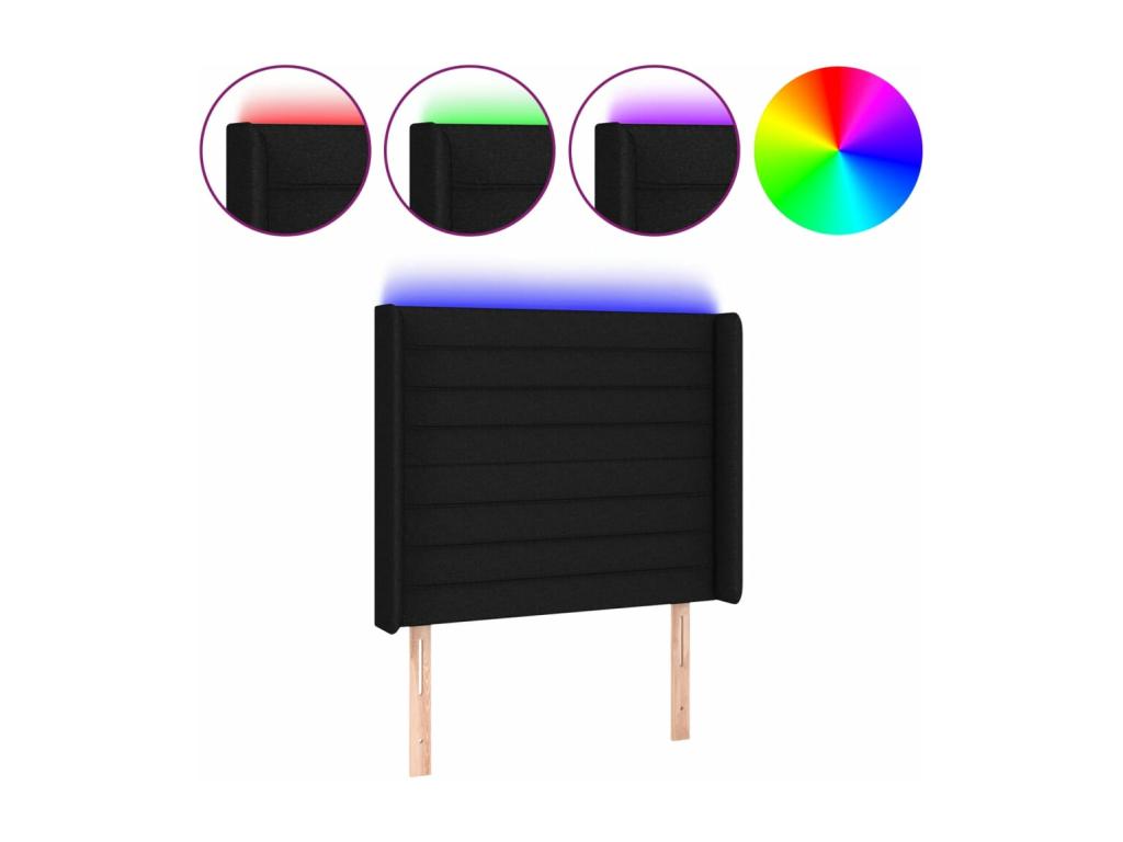 Black LED Headboard 93x16x118/128 cm Fabric