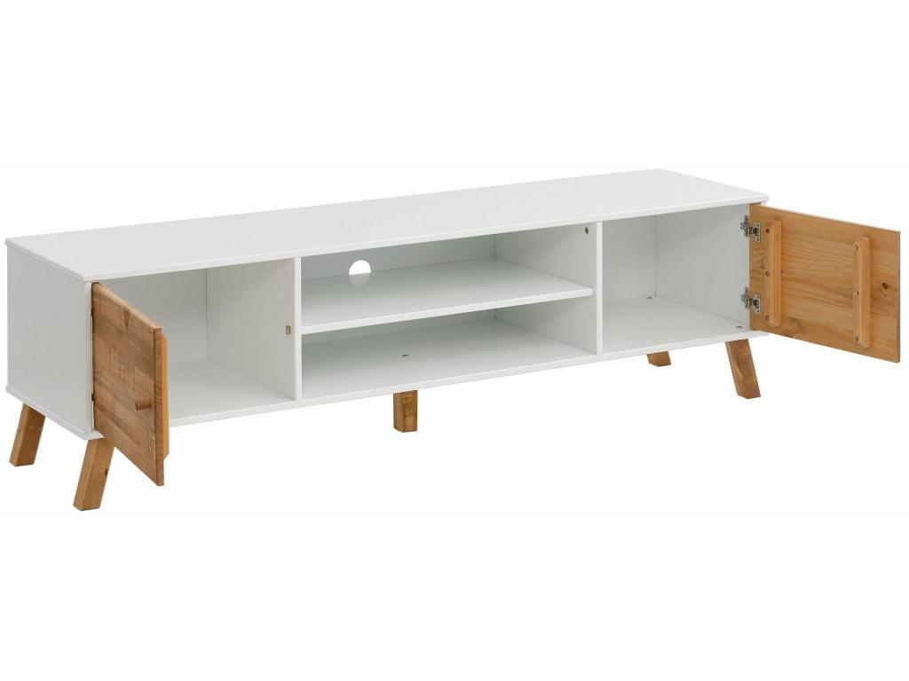Homelumiere - TV stand with 2 doors in White/Natural MDF