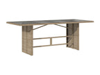 Garden table with beige glass top, 190x80x74 cm