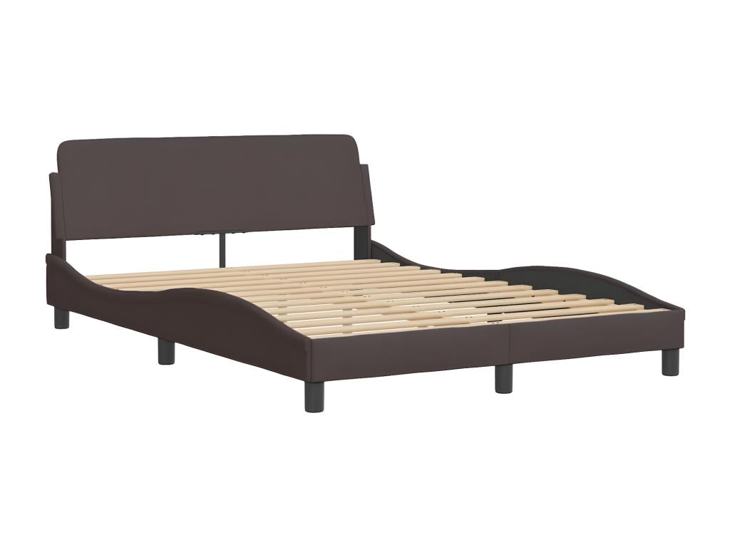 Bed with dark brown mattress 120x200 cm fabric