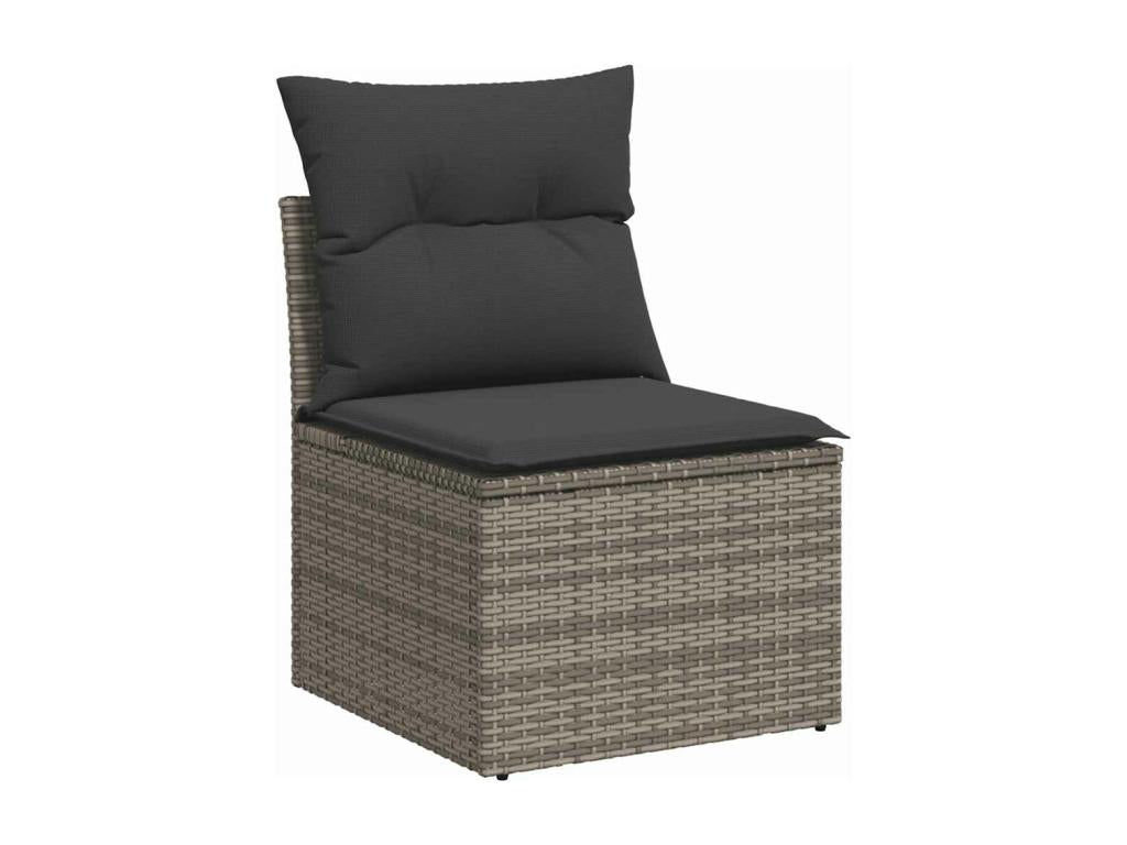 9-piece garden furniture set with grey resin wicker cushions